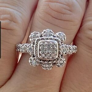 Judith Ripka Silver Floral Ring Size 7